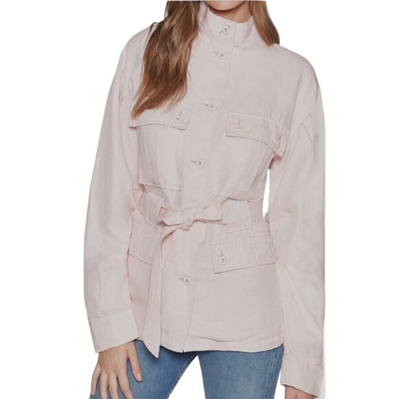 Joie Pink Sirena Linen Utility Jacket New Size Medium - Picture 1 of 12